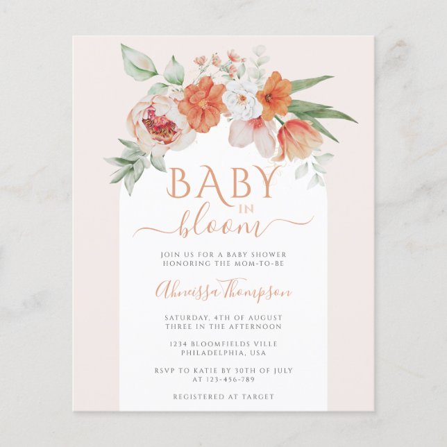 Papier Budget Printemps Pêcher bébé floral en fleurs douc (Devant)