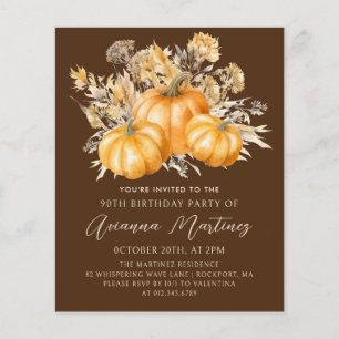 Papier BUDGET PRIX 90e anniversaire Rustic Boho Citrouill