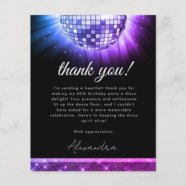 Papier Budget Purple 60e anniversaire Disco Ball Card (Devant)