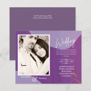 Papier BUDGET Purple Abstrait photo Mariage Invitation