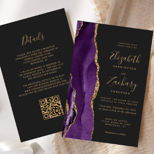 Papier Budget Purple Agate Dark QR Code Mariage