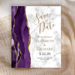 Papier Budget Purple Agate Marble Enregistrer la date
