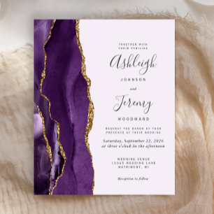 Papier Budget Purple Agate Or Faire-part de mariage moder