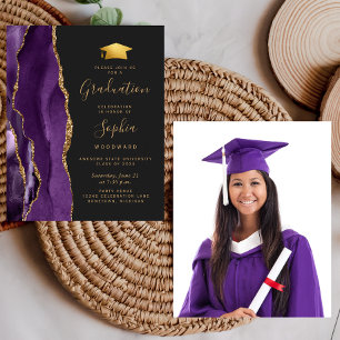 Papier Budget Purple Agate Photo 2024 Invitation de diplô