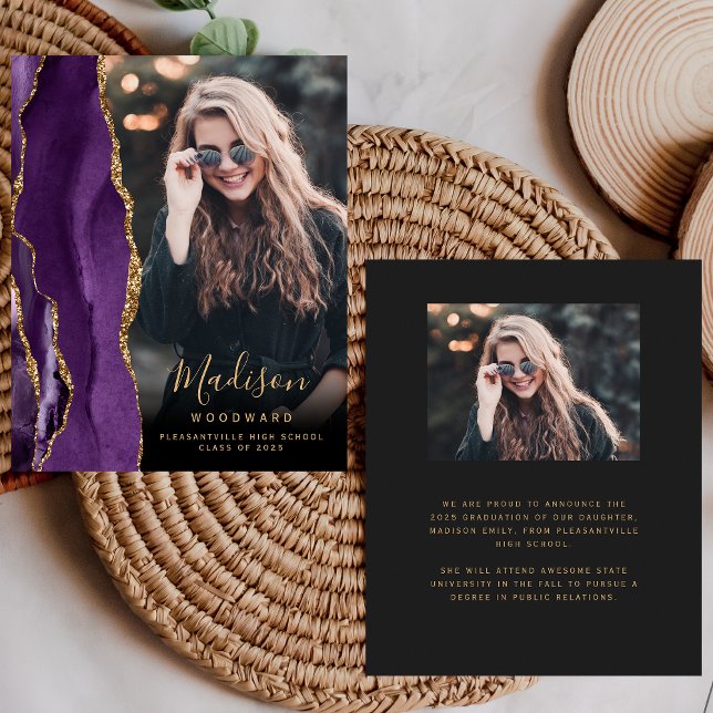 Papier Budget Purple Agate Photo Dark Grad Faire-part (Créateur téléchargé)