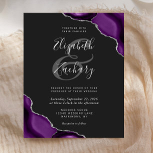 Papier Budget Purple Argent Agate Corners Mariage foncé