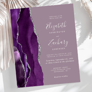 Papier Budget Purple Argent Agate Mauve Mariage Invitatio