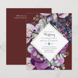 Papier BUDGET Purple Bleu Floral Invitations de mariage