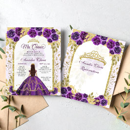 Papier Budget Purple Floral Princess Gold Quinceanera