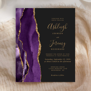 Papier Budget Purple Gold Agate Dark Faire-part de mariag