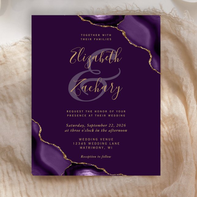 Papier Budget Purple Gold Agences Corners Plum Mariage (Créateur téléchargé)