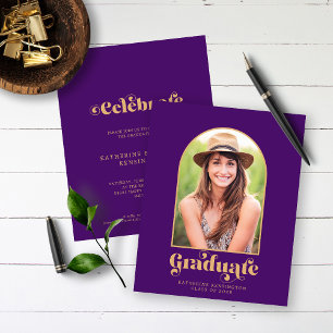 Papier Budget Purple Gold Arch Photo Graduation Party