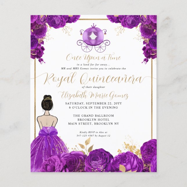 Papier Budget Purple Gold Cinderella Royal Quinceanera (Devant)