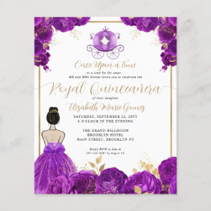 Papier Budget Purple Gold Cinderella Royal Quinceanera