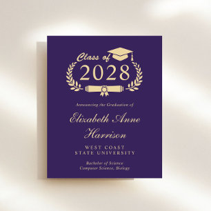 Papier Budget Purple Gold College Faire-part de diplôme