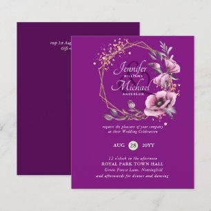 Papier BUDGET Purple Gold Floral Mariages Invitations