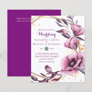 Papier BUDGET Purple Gold Floral Mariages Invitations