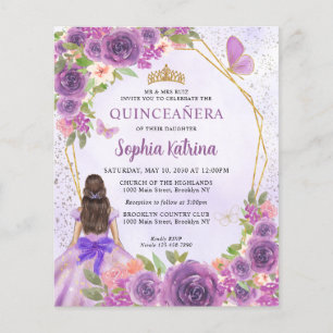 Papier Budget Purple Gold Floral Princess Quinceañera