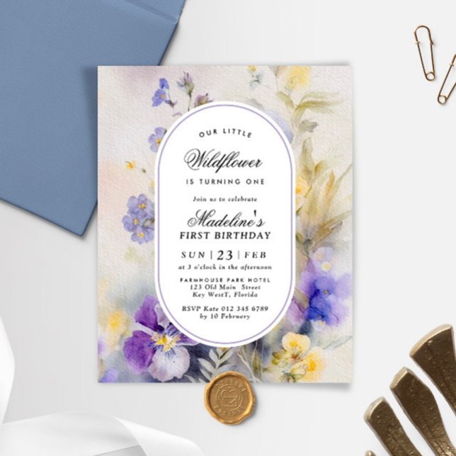 Papier Budget Purple & Jaune 1er Invitation anniversaire (Créateur téléchargé)