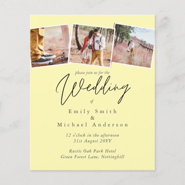 Papier BUDGET Purple Jaune Couleurs Gris Mariage Inviter (Devant)