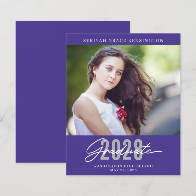 Papier Budget Purple Moderne Élégant Graduation (Devant / Derrière)