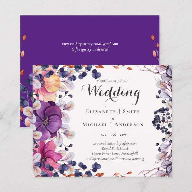 Papier BUDGET Purple Orange Dusk jusqu'à l'aube Mariage I (Devant / Derrière)