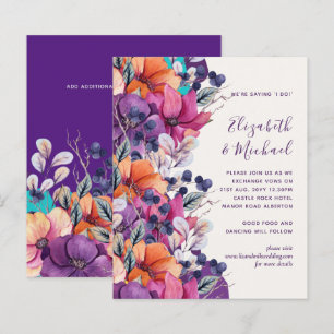 Papier BUDGET Purple Orange Floral Mariage Inviter