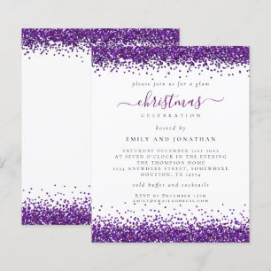Papier Budget Purple Parties scintillant Noël Invitation 