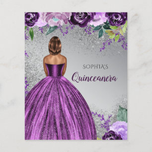 Papier Budget Purple Parties scintillant robe Quinceañera