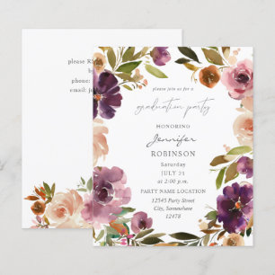 Papier Budget Purple & Pink Floral Graduation Party
