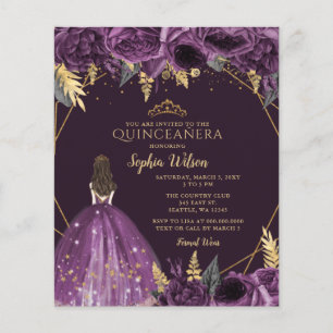 Papier Budget Purple Princesse Quinceañera Invitation