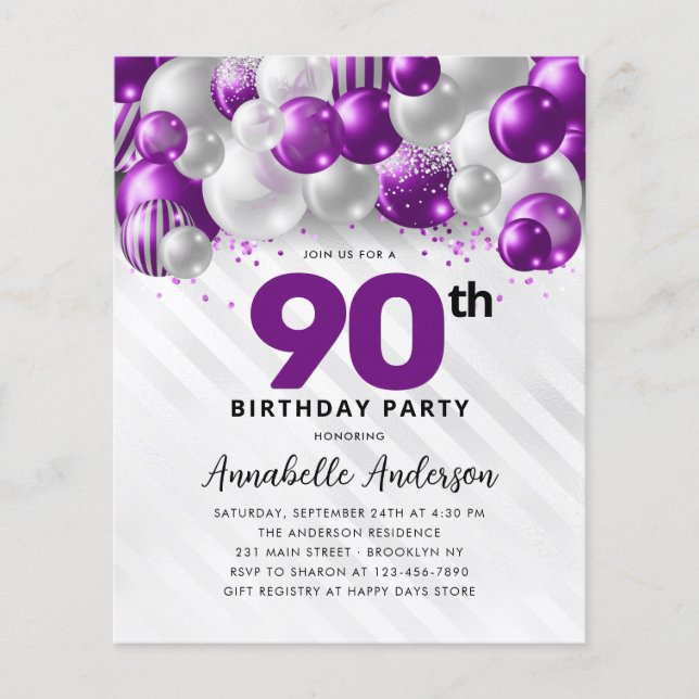 Papier Budget Purple Silver Balloon Parties scintillant 9 (Devant)