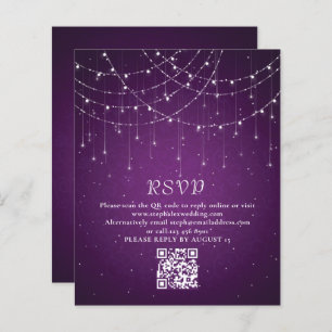 Papier Budget Purple String Lights QR Code Wedding RSVP
