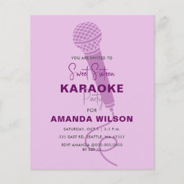 Papier Budget Purple Sweet 16 Karaoke Party Invitation