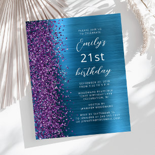 Papier Budget Purple Turquoise Glam 21e anniversaire Invi