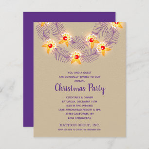 Papier Budget Purple Wreath Christmas Holiday Invitations