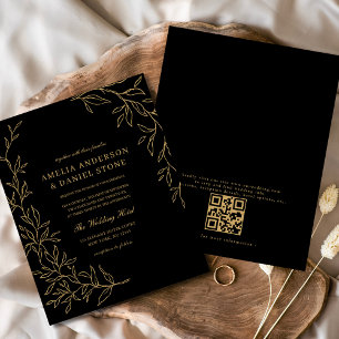 Papier Budget QR Code Black Gold Faire-part de mariage