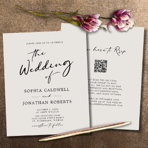 Papier Budget QR Code Calligraphy Eggshell Mariage Invita