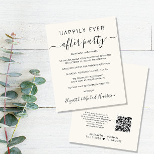 Papier Budget QR Code Cream Wedding ReceptIon Invitation