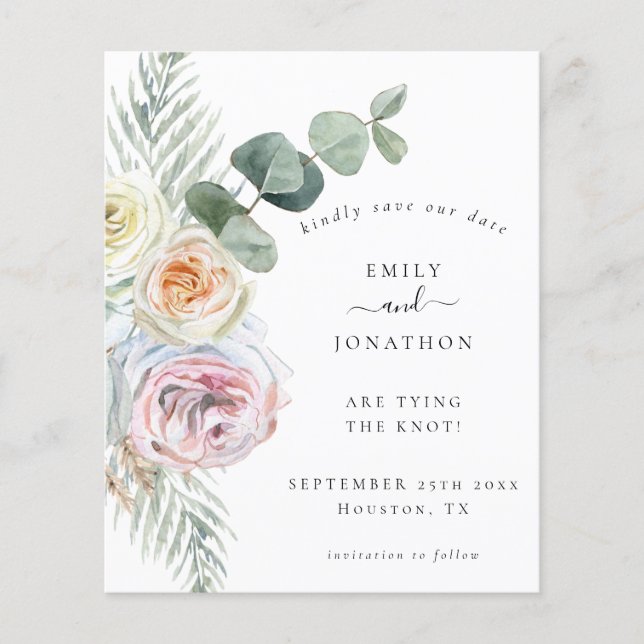Papier Budget QR code Eucalyptus Floral Mariage Date de s (Devant)