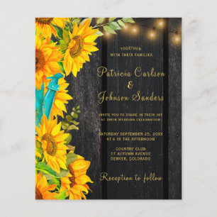 Papier Budget QR code faire-part de mariage de tournesol
