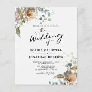 Papier Budget QR Code Floral Calligraphie Mariage Invitat
