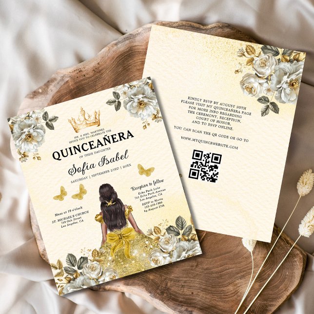 Papier Budget QR Code Floral Gold Butterfly Princess (Créateur téléchargé)