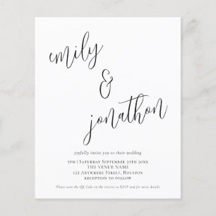 Papier Budget QR Code Moderne Script Mariage Invitation