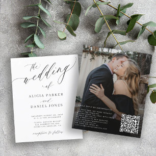 Papier Budget QR code photo mariage élégant Invitation