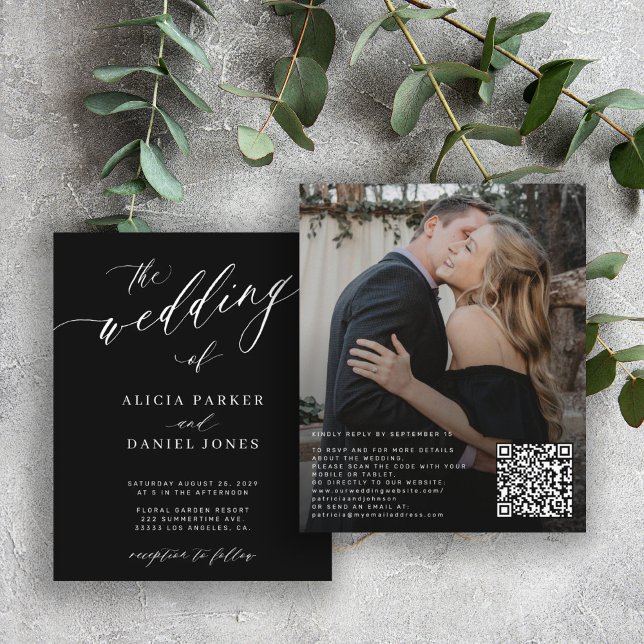 Papier Budget QR code photo moderne faire-part de mariage (Créateur téléchargé)