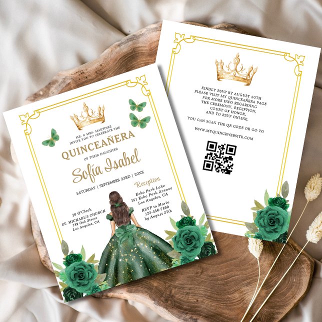 Papier Budget QR Code Quinceanera Emerald Green (Créateur téléchargé)