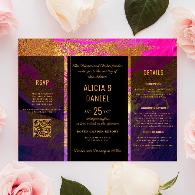 Papier Budget QR code rsvp détails faire-part de mariage (Créateur téléchargé)