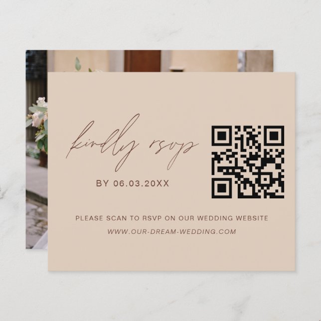 Papier Budget QR Code RSVP Mariage photo (Devant / Derrière)