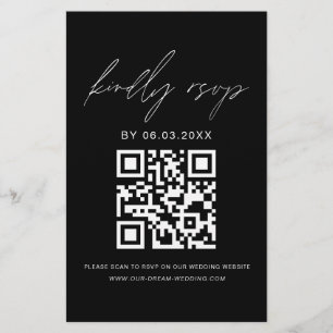 Papier Budget QR Code RSVP minimaliste Mariage site Web